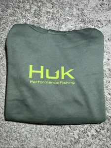 Felpa con cappuccio uomo Huk verde cotone pile taglia large prezzo al pubblico consigliato $50 NUOVA - Foto 1 di 8