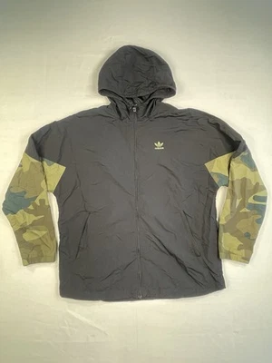 Adidas Originals Jacket Mens Camouflage Black Hoodie Windbreaker Nylon Large - Image 1 of 4