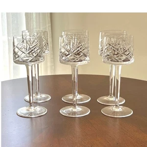 Cristal De Sevres French Crystal Hock Wine Glasses Set of 6 Vintage Paneled Stem - Picture 1 of 8