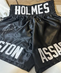Larry Holmes Autographed Black Custom Boxing Trunks EASTON ASSASSIN PSA COA - Picture 1 of 6