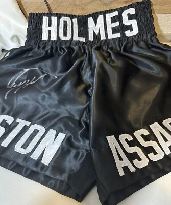 Larry Holmes Autographed Black Custom Boxing Trunks EASTON ASSASSIN PSA COA - Image 1 of 4