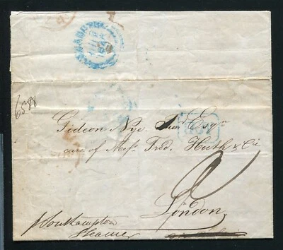 GREAT BRITAIN FRANCE SOUTHAMPTON MOBILE BOX MARITIME STEAMER MUSTARD CARGO 1846 - Image 1 of 2