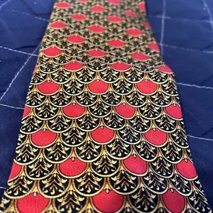 Giorgio Rossini Men’s Necktie Scallops Red Gold - Picture 1 of 4