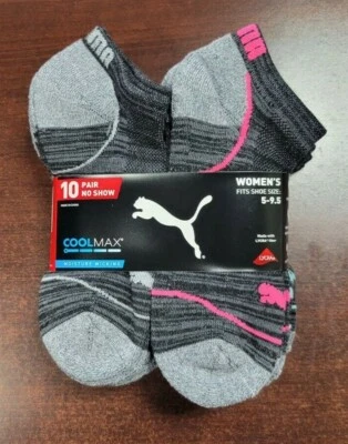 10 pares de calcetines Puma No Show para mujer talla 5-9,5 Cool Max absorbente de humedad oscuro Foto 1 de 4