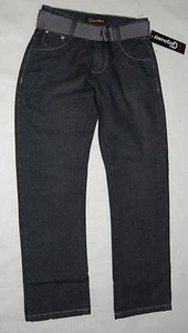 Boys Black Denim JEANS Pocket Flare GRAY BELT Premium Quality 8 10 12 14 16 - Picture 1 of 2