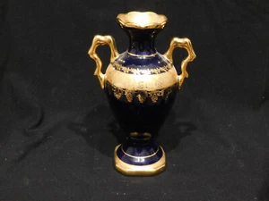 Limoges Cobalt Blue & Gold trim Vase 7" Diffuse par Valette - Picture 1 of 8