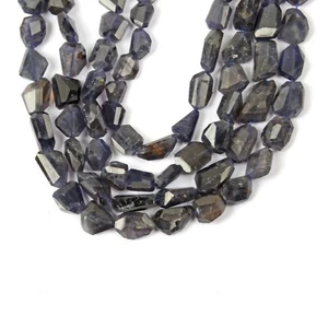 Natural Iolite Gemstone Beads 13 Inch 7x10-8x14 MM Faceted Tumble Shape Gifted - Picture 1 of 4
