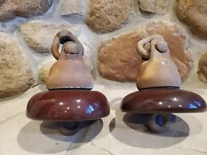 VINTAGE BROWN CERAMIC PORCELAIN TELEPHONE WIRE INSULATOR w/ METAL THRU-BOLT LINE - Picture 1 of 21