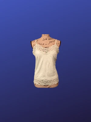 Camisola de tela arrugada LAPIS, ribete de encaje/lentejuelas, VERDE APIO, talla L para mujer, usada en excelente estado Foto 1 de 4