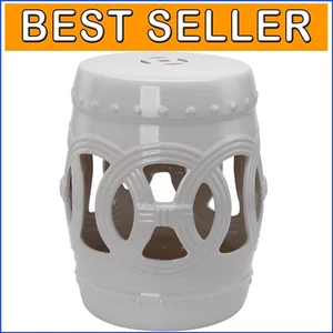 Lightweight Round Ceramic Footrest - Elegant 14" Garden Stool for All Surfaces - Picture 1 of 11