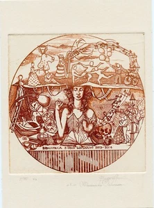 Original Numbered Art Print Etching Ex libris by Marianna Antonacci, Italy - Picture 1 of 2