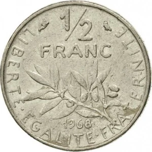 1968 France 1/2 Franc Coin – République Française (KM# 931, G/VG Condition) - Picture 1 of 2