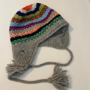 Billabong unisex colorful rainbow wool blend fleece lined ear flap ties hat bean - Picture 1 of 9
