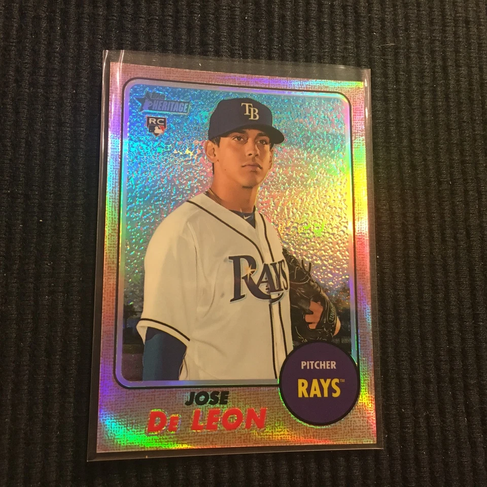 2017 TOPPS HERITAGE HIGH #642 JOSE DE LEON CHROME REFRACTOR #288/568  RAYS - Image 1 of 1