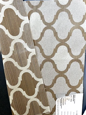 Opuzen Designer Upholstery Fabric Geometric Reversible Mocha Brown Beige 17" Sq. - Image 1 of 4
