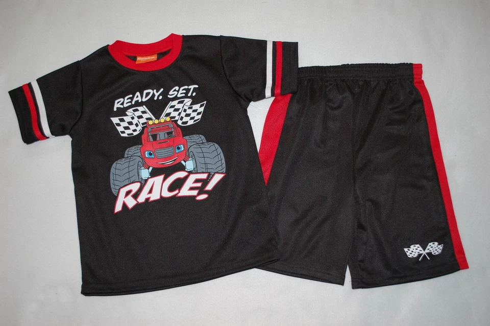 Camiseta y pantalones cortos deportivos Blaze & The Monster Machines para niños NEGRO ROJO talla 7 Foto 1 de 1