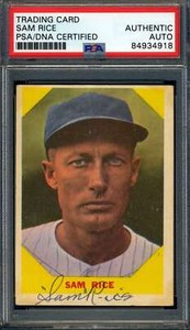 Sam Rice PSA DNA Coa Signed 1960 Fleer Autograph