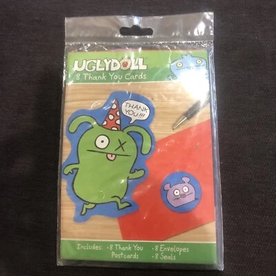 UGLYDOLL THANK YOU NOTES (8) ~ Birthday Party Supplies Stationery Cards Toys Red - Image 1 of 4