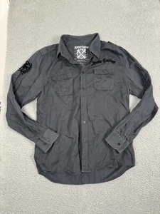 Extreme Couture Button Down Shirt Men's XL Black Eagle Graphic Long Sleeve - Picture 1 of 6