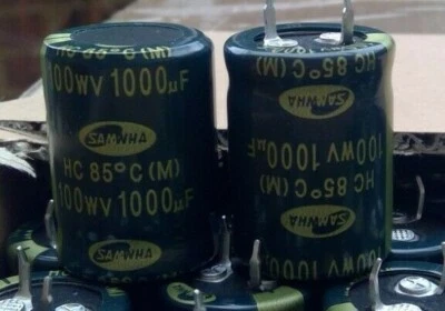 2 Electrolytic Capacitors 1000uF 100V PSU 85 Degree Snap In Samwha New  - image 1 of 3