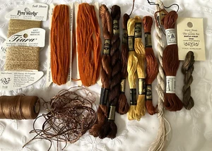 Needlepoint Handarbeitsfäden Konvolut 15 verschiedene Marken in Herbstfarben - Bild 1 von 6