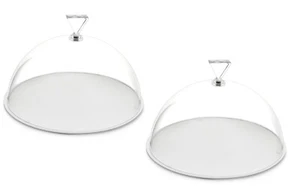 Round Flat Cake Tray with Acrylic Cake Dome and Diamond Knob 10 Inches Set of 2 - Picture 1 of 3