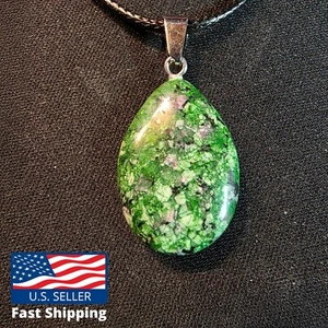 Ruby Zoisite Dragon Blood Stone Jewelry Teardrop Gemstone Pendant Necklace - Picture 1 of 5