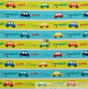 BonEful Fabric FQ Cotton Quilt Boy Car Truck Vehicle Stripe Green Blue Red Sale - Picture 1 of 13