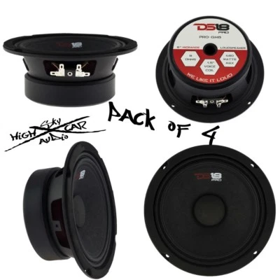 4) NEW DS18 PRO-GM6 6.5" Midrange Loudspeakers 8 ohm Speakers Mid Range