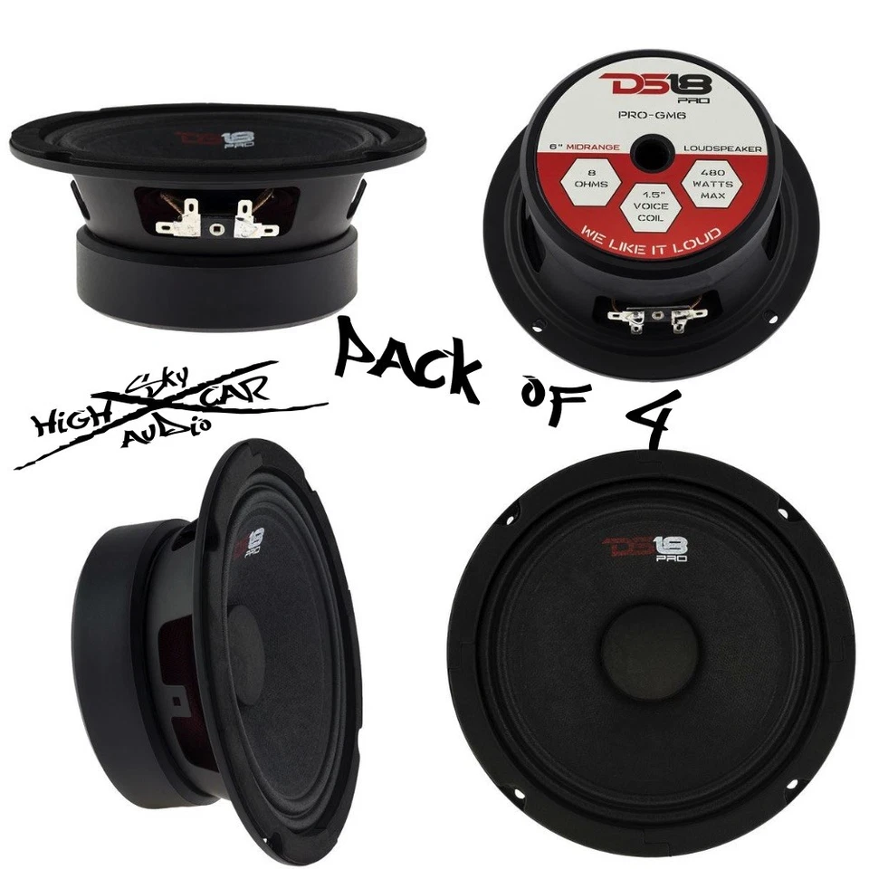 4) NEW DS18 PRO-GM6 6.5" Midrange Loudspeakers 8 ohm Speakers Mid Range