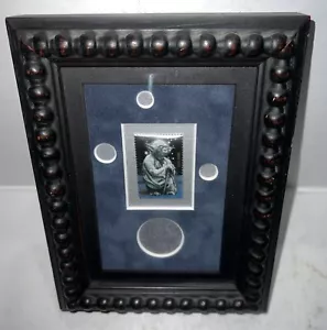 Vintage Star Wars Framed 2002 Yoda Stamp With 4 Silver Metallic Moons - Picture 1 of 9