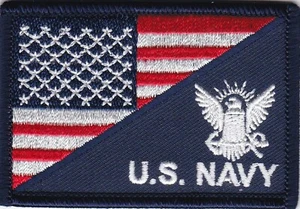 5 Pcs U S NAVY LOGO/USA flag Embroidered Patches 3"x2" - Bild 1 von 1