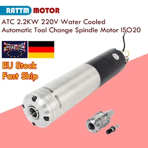 【DE】2.2KW 220V ISO20 ATC motor de husillo refrigerado por agua 400Hz 24000 rpm grabado cnc - Imagen 1 de 12