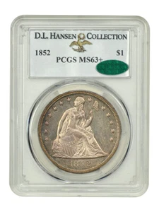 1852 $1 PCGS/CAC MS63+ ex: D.L. Hansen - Imagen 1 de 6
