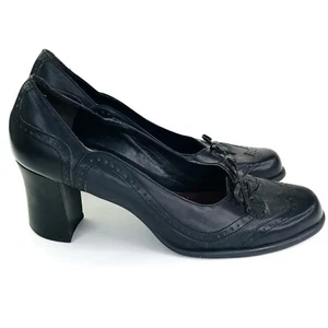 Nine West Two Step Womens Size 9 Brown Black Leather 3" Oxford dress Heels 0505 - Picture 1 of 7