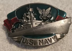 1981 BERGAMOT BRASS WORKS ~ THE UNITED STATE NAVY 32 US NAVY BELT BUCKLE USA - Picture 1 of 9