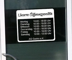 WD Öffnungszeiten Schaufensterbeschriftung Aufkleber Werbung Laden Geschäft NEU - Picture 1 of 3