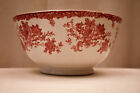 Antique Transferware Bowl Porcelain Floral Rose Motif Red European Pottery " 54