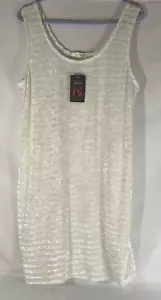 Curvy Sense White Sheer and Velour Striped Sleeveless Dress Size 2X Made in USA - Picture 1 of 7