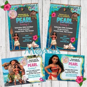 Personalised MOANA Maui Photo Birthday Party Invite Invitations Card Custom - Picture 1 of 5