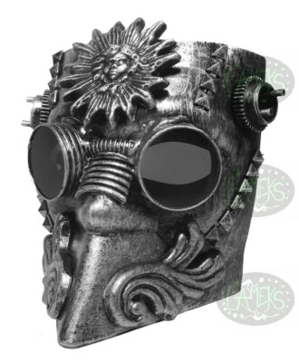 MASCHERA BAUTA STEAMPUNK cyberpunk halloween horror colore argento - Immagine 1 di 2