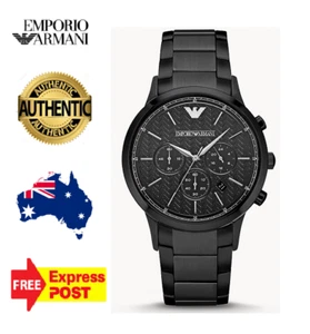 EMPORIO ARMANI AR2485 ALL BLACK CHRONOGRAPH QUARTZ MENS WATCH - NEW WITH TAGS - Picture 1 of 10