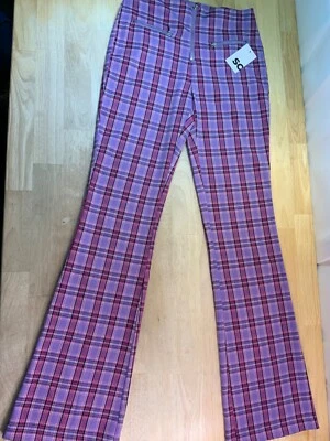 Nuevos Pantalones Acampanados Junior's SO Cremallera Frontal en Púrpura y Rosa a Cuadros Talla 9–¡Muy LINDOS!!* Foto 1 de 3