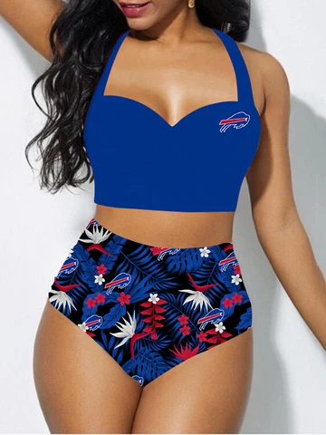 Buffalo Bills Women's 2PCS Bikini Set Beach Halter High Waist Bathing Suit Gift Cover