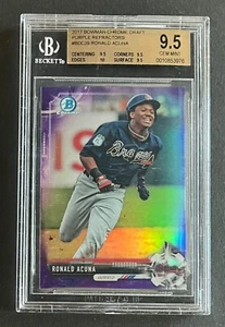 2017 Bowman Chrome Draft Ronald Acuna Jr Prospect Purple Refractor #/250 BGS 9.5 - Picture 1 of 2