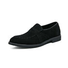 Men's Faux Suede Leather British Pointy Toe Loafers Dress Formal Shoes Slip On