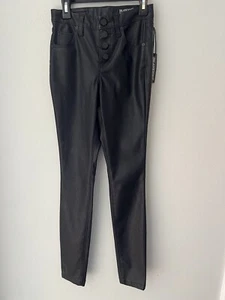 Blank NYC Pants Womens 24 Faux Leather Button Fly Black Trousers Straight Leg - Photo 1/5