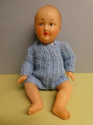 Poupée ancienne celluloïd: Bébé Convert moule Anel 30 cm yeux peints. - Photo 1/4