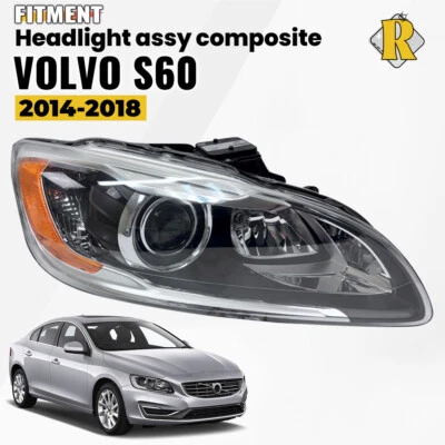 For 2014-2018 Volvo S60 V60 HID/XENON Headlight Black Housing Passenger Side New Foto 1 de 2
