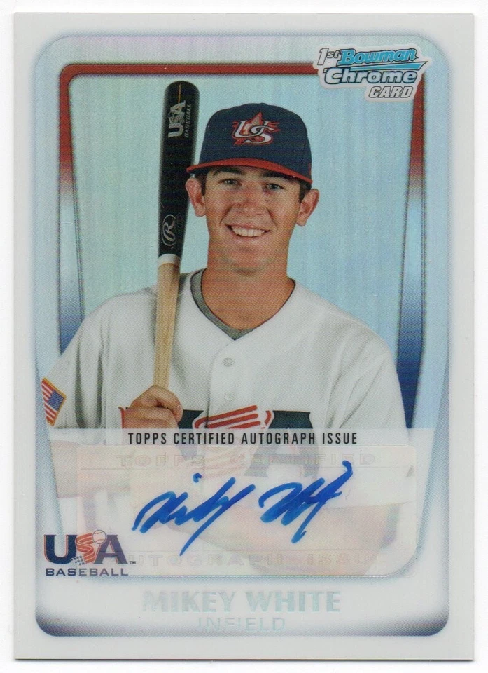 2011 Bowman Chrome 18U USA Autographs Refractors #18U26 Mikey White RC Auto /417 - Image 1 of 1